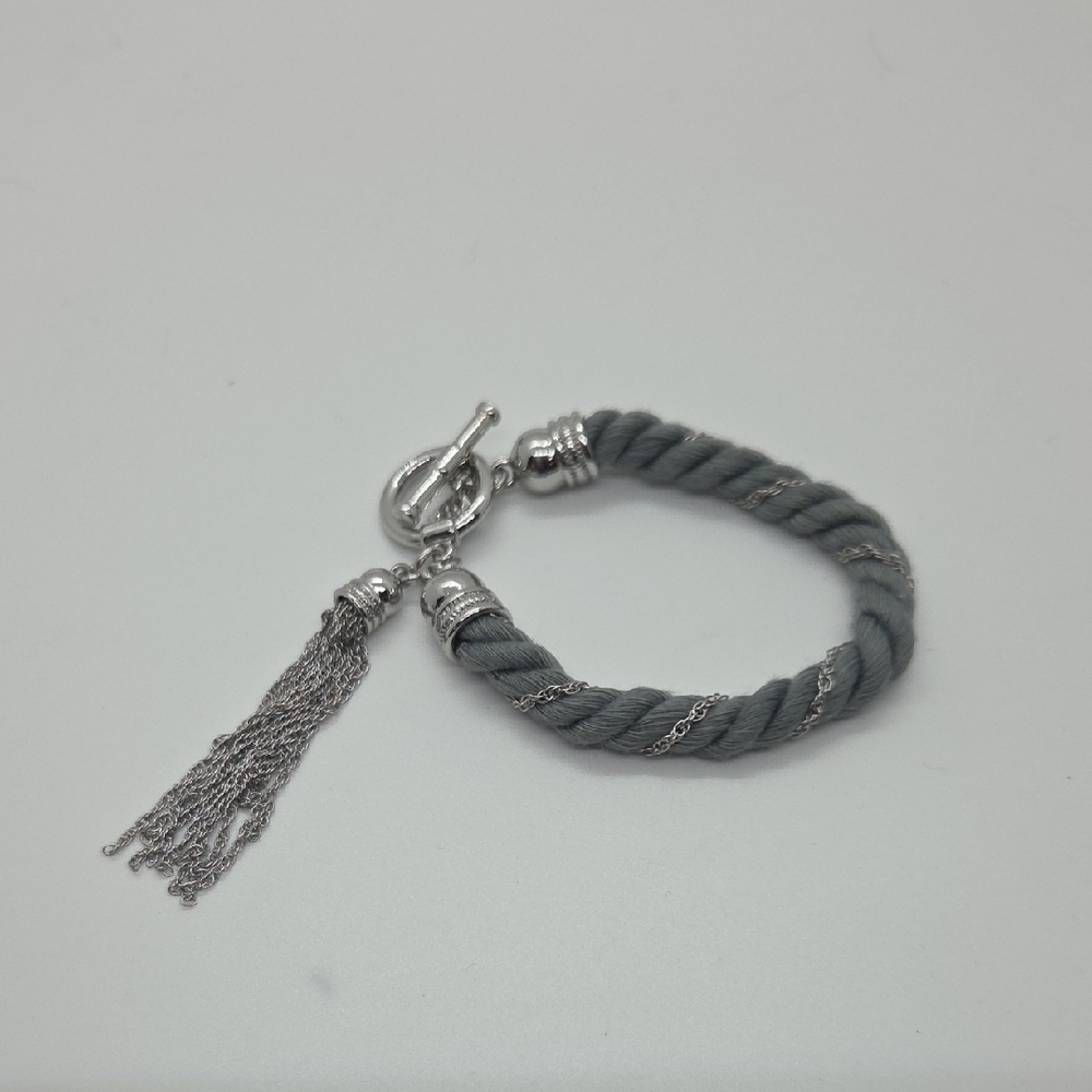 Banana Republic Silver and Gray Rope Bracelet